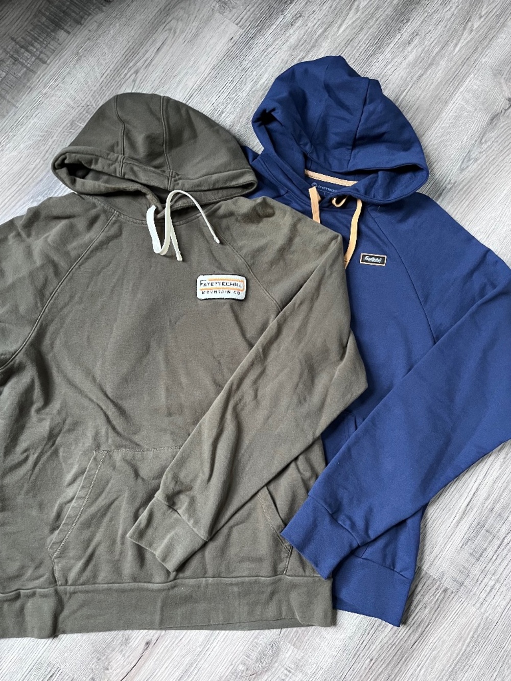 Lot of 2 Fayettechill Hoodie Mens Large Drawstring Green Blue Kangaroo pocket
